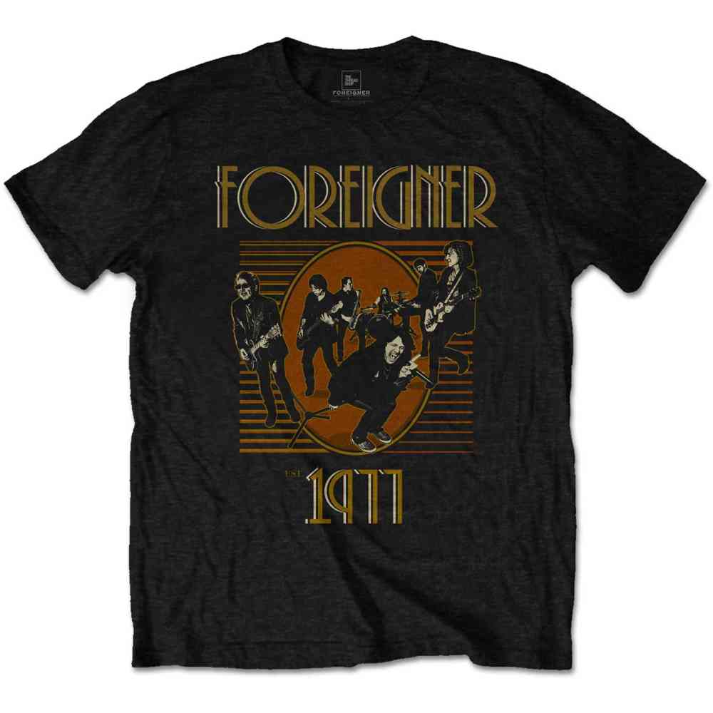 Foreigner - Est' 1977 Heren Tshirt - Zwart